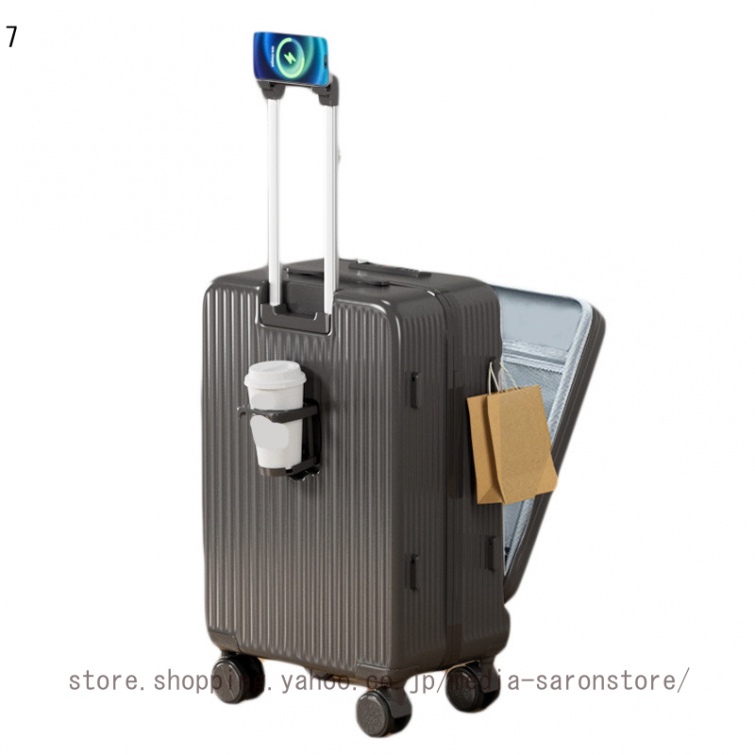 多機能スーツケース USBポート 360度 回転 キャスター かわいい フロントオープン キャリーバッグ フロントポケット 機内持込 キャリーケース 軽量 静音 大型の画像