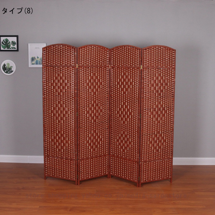 パーティション ブラウン 高さ150/170/180cm 4連衝立 間仕切り おしゃれ アンティーク調 レトロ アンティーク ヴィンテージ 目隠し 紙織り テレワーク_8