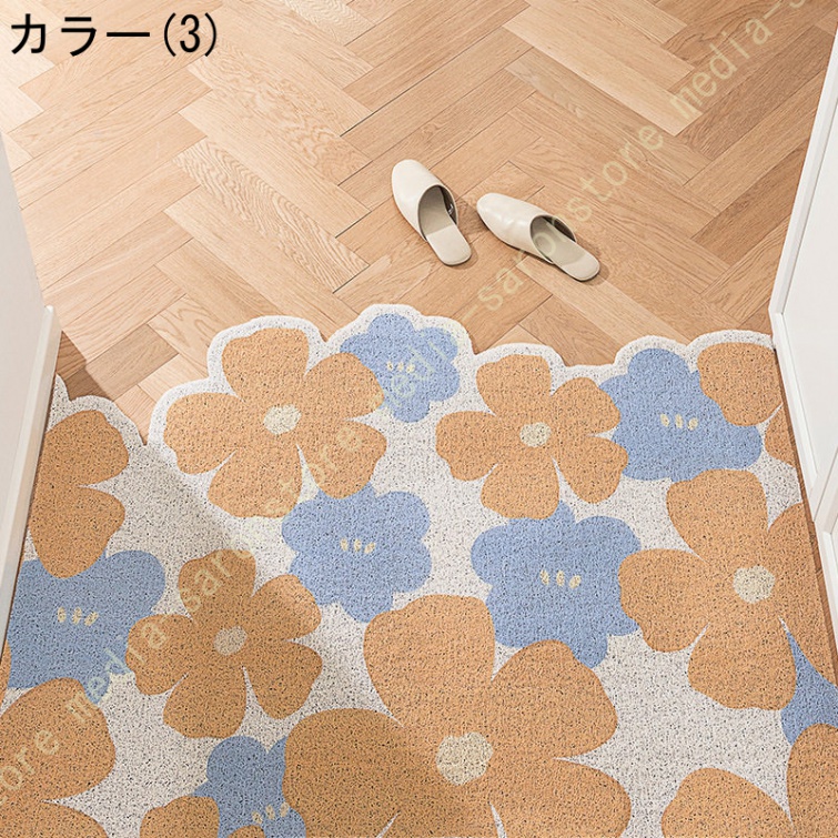 北欧風 玄関マット 泥落とし 屋外 屋内 PVC ビニール おしゃれ 花柄 フロアマット ドアマット 大判 大きいサイズ 室外 室内 店舗用品 ...