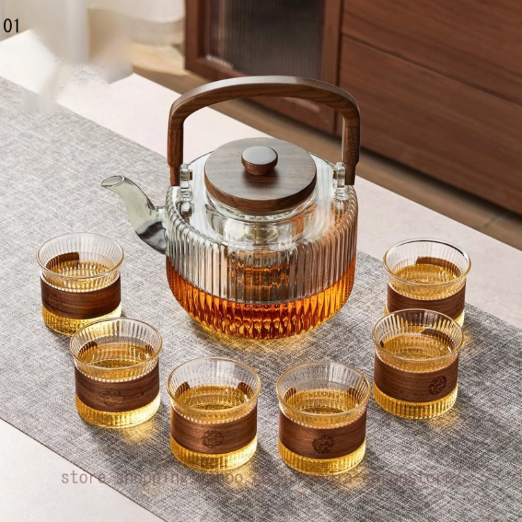 ガラス急須 2人用 オシャレなテーブル用品 ティーサーバー フタ付き 煮茶 高硼硅製 喫茶店 注ぎ口滑らか 和洋茶 洗浄便利 アンティーク 実用的_1