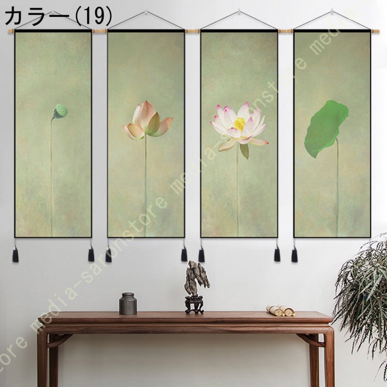 掛け軸 おしゃれ 水墨画 花鳥図 四季花鳥画 壁掛け 中国絵画 モダン
