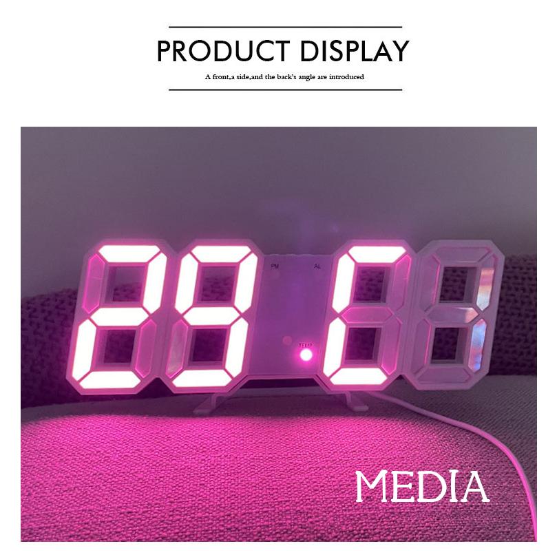 魅了 LED デジタル時計 置き時計 壁掛け 卓上 韓国 白 3D 目覚まし アラーム