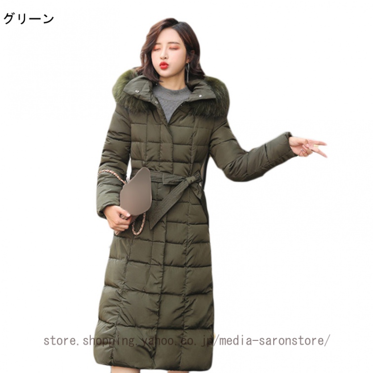 はな 　k2418　エポカ/40/カーキ/ロングダウンコート/ベルト付き/ EPOCA エポカ ロングダウンコート ファー付 ベルト付 カーキ 40