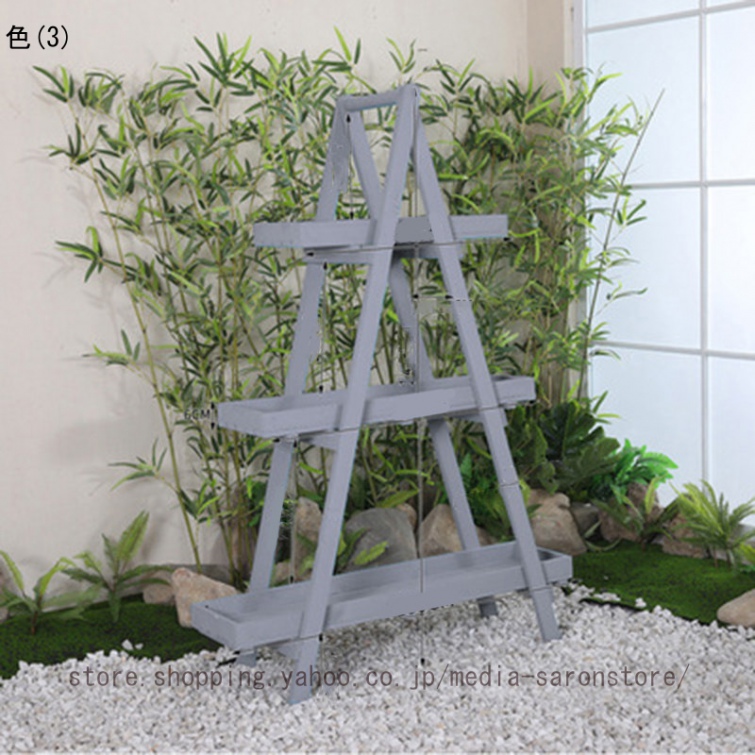 フラワースタンド 屋外 室内 3段 花台 木製 観葉植物 台 園芸ラック