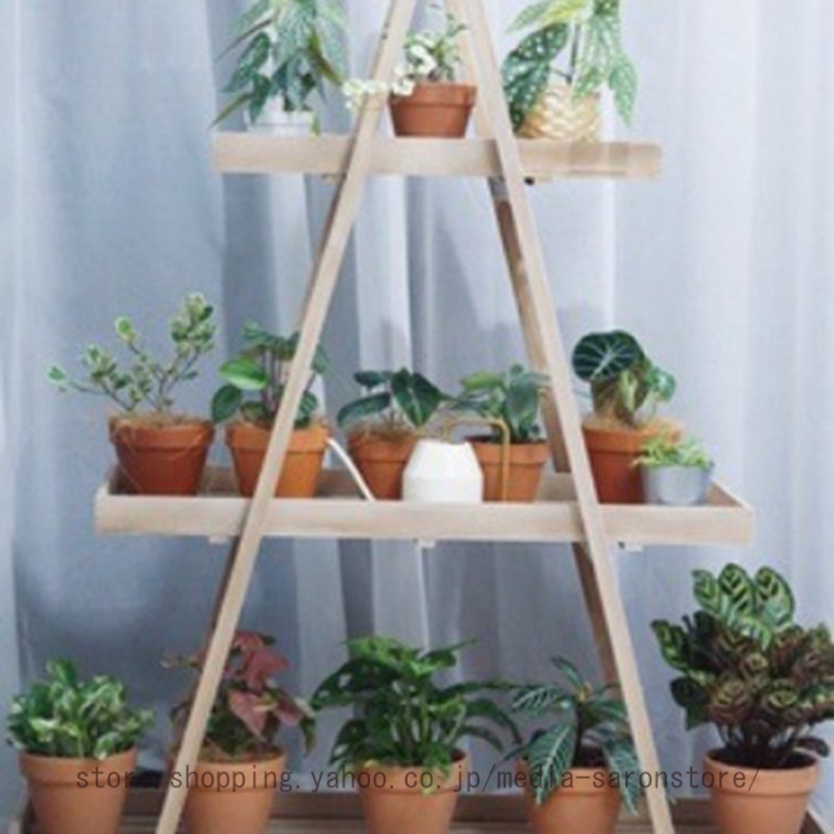 フラワースタンド 屋外 室内 3段 花台 木製 観葉植物 台 園芸ラック