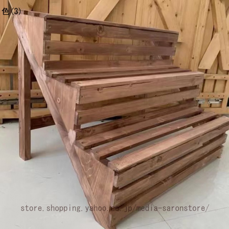 プランタースタンド フラワースタンド 3段 木製 65*60*48cm フラワーラック ガーデンラック 植物棚 盆栽棚 玄関 部屋 室内 置物 ディスプレイ棚 花台_3