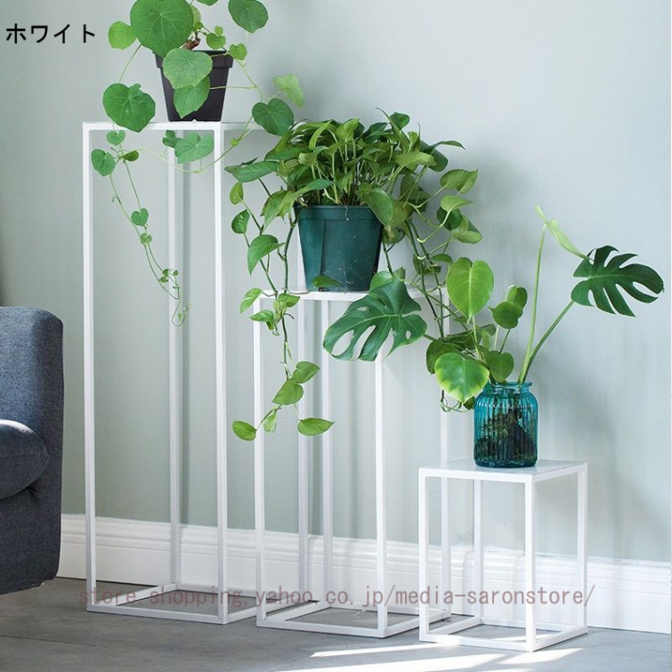 フラワースタンド プランタースタンド 脚付き アイアン 植木鉢スタンド シェルフ プランターラック フラワーラック 正方形 サイドテーブル 飾り棚 花台_3