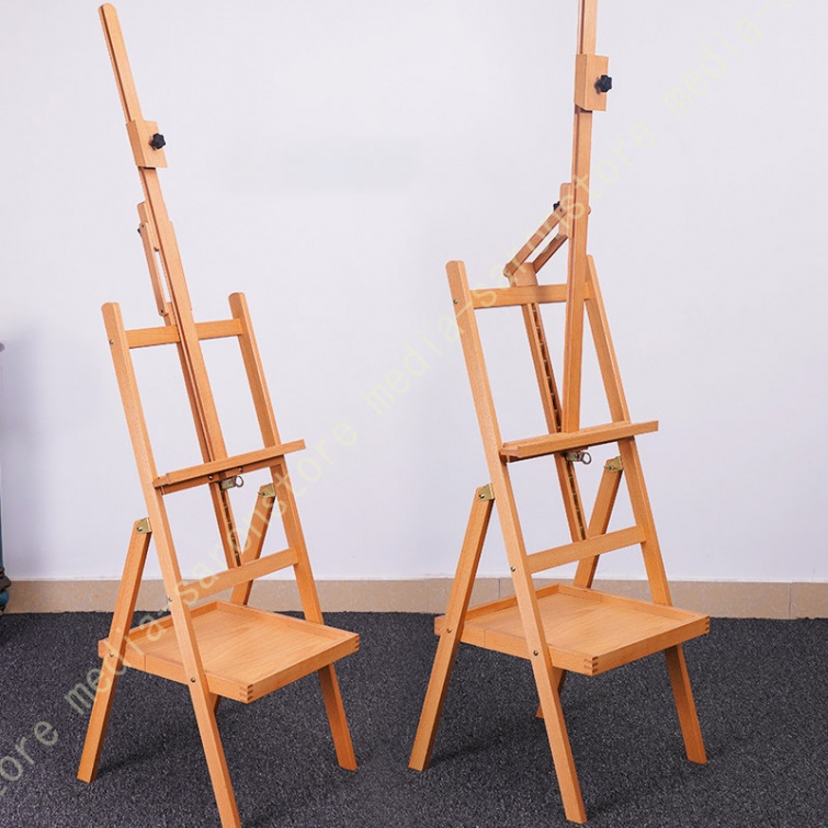 イーゼル 木製 大型イーゼル 150-190cm 物置トレイ付き 垂直収納可能