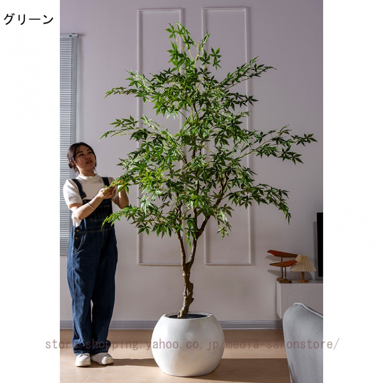 北欧風INSスタイル フェイクグリーン 大型観葉植物 人工樹木 人工造花 ブラックポット付き インテリア雑貨 本物そっくり リアル 繊細な質感 インテリアの画像