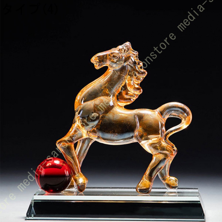 天然石 クリスタル 馬 十二支 置物 クリア インテリア 玄関小物 開運