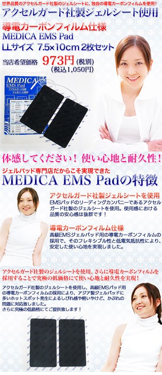 アクセルガード アクセルガード社製ジェルシート使用 MEDICA ラウンド EMS サイズ Pad 導電カーボンフィルム仕様 7cm丸型