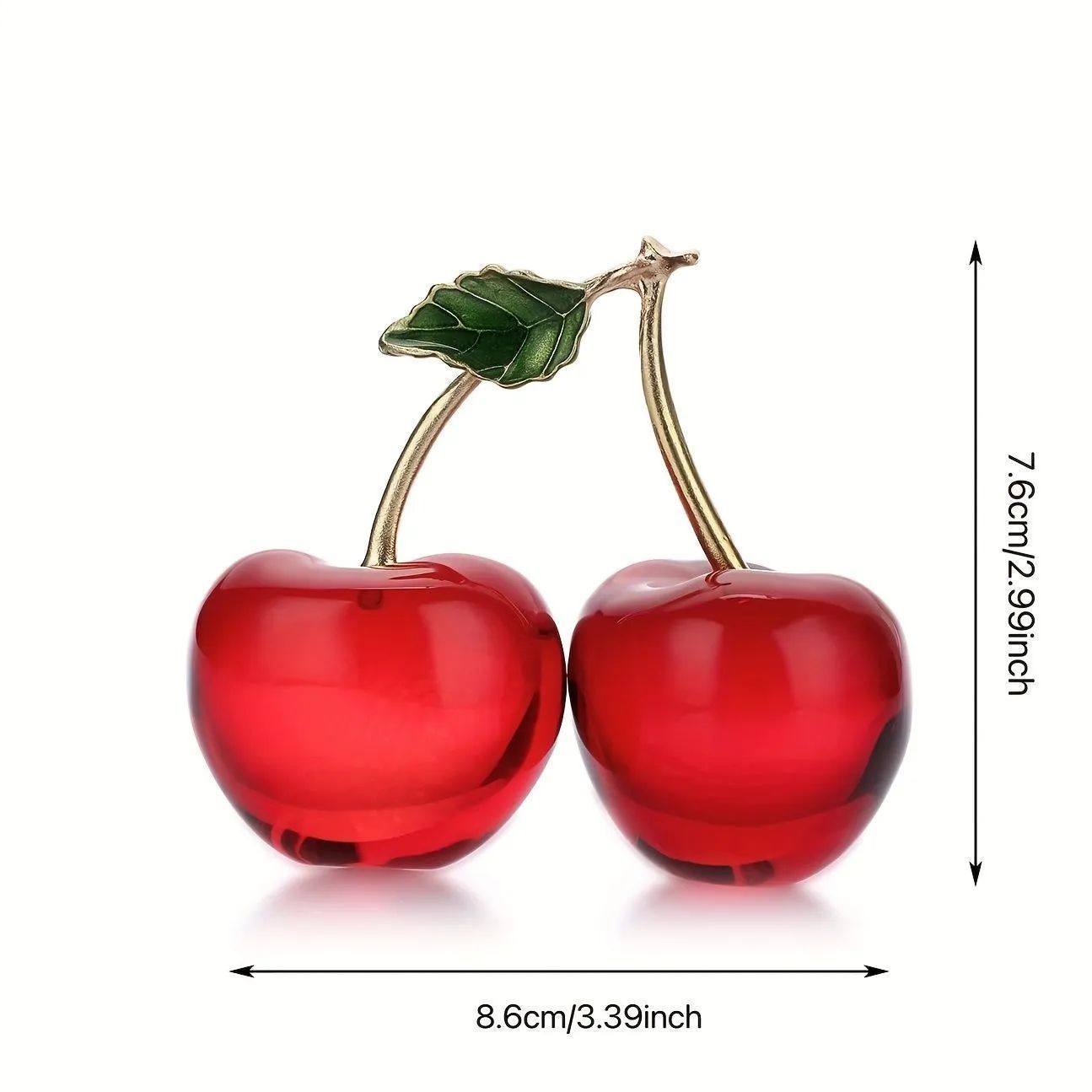 さくらんぼ　ガラス細工　ミニチュア さくらんぼ 置物 オブジェ 装飾 クリスタル ガラス アクセント