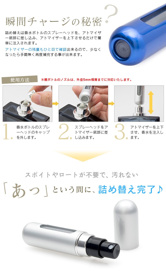 市場 アトマイザー 香水噴霧器 香水スプレーボトル 香水用詰め替え容器 回転プッシュ式