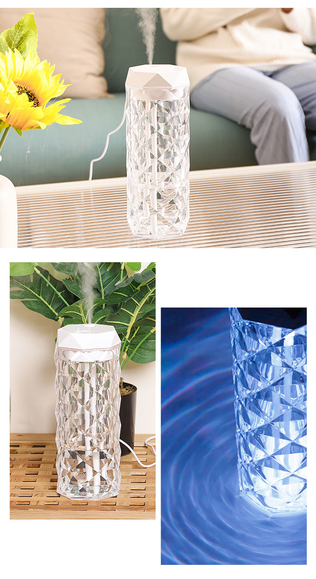 [宅配便送料無料] クリスタル加 湿器【超音波式 加湿器 韓国 北 欧 USB加湿器 卓上加湿器 キラキ ラ 可愛い 透明 大容量 900ml】 |  | 02