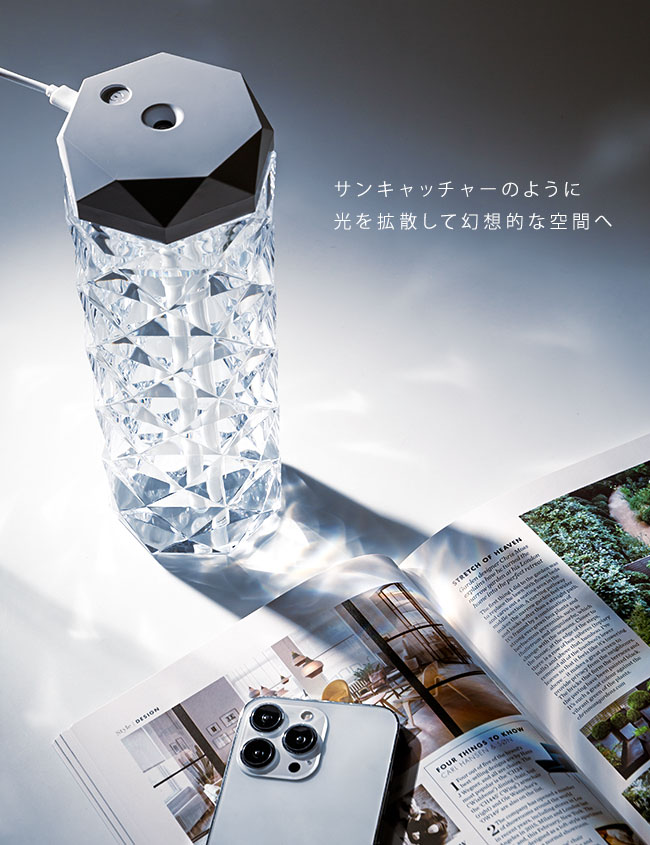 [宅配便送料無料] クリスタル加 湿器【超音波式 加湿器 韓国 北 欧 USB加湿器 卓上加湿器 キラキ ラ 可愛い 透明 大容量 900ml】 |  | 06
