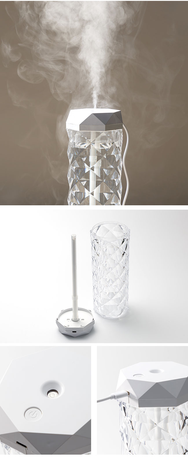 [宅配便送料無料] クリスタル加 湿器【超音波式 加湿器 韓国 北 欧 USB加湿器 卓上加湿器 キラキ ラ 可愛い 透明 大容量 900ml】 |  | 13