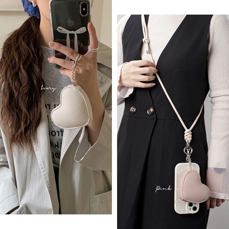 メール便送料無料] ハート型 バッグチャームケース {3}【カラビナ付き