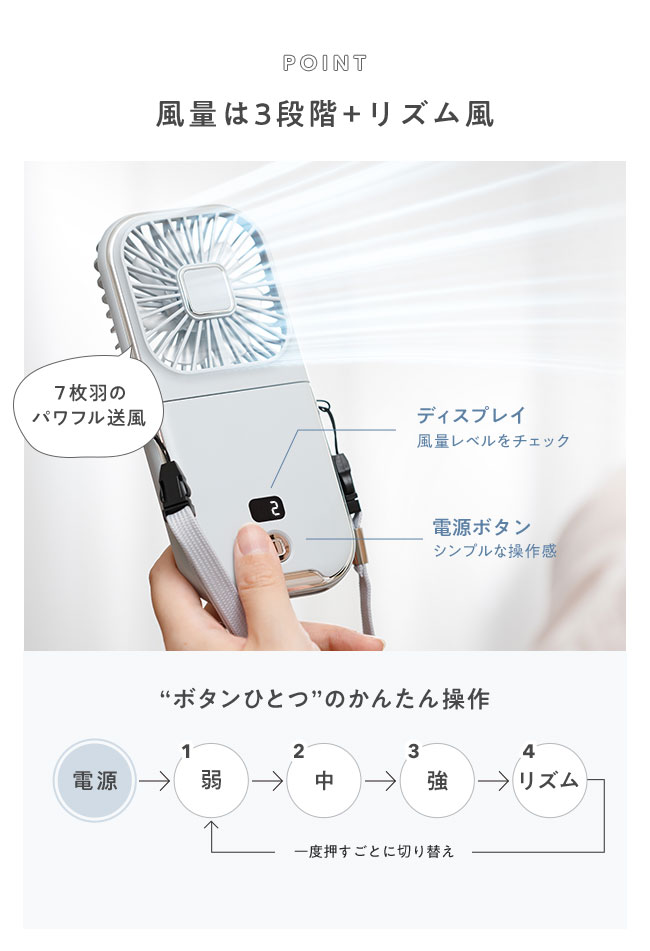首掛け扇風機,首掛け,ハンディファン,5way,モバイルバッテリー,スマホスタンド,Type-C,デジタル表示,