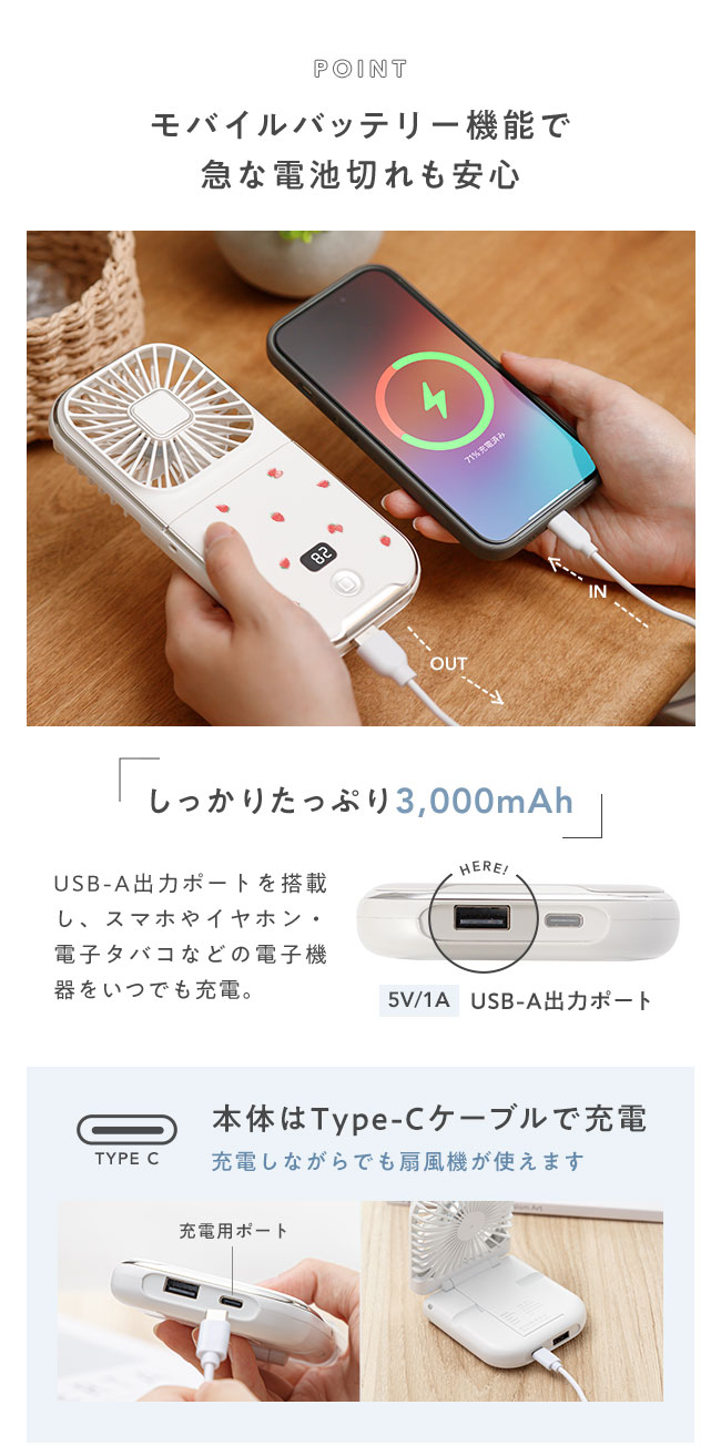 首掛け扇風機,首掛け,ハンディファン,5way,モバイルバッテリー,スマホスタンド,Type-C,デジタル表示,