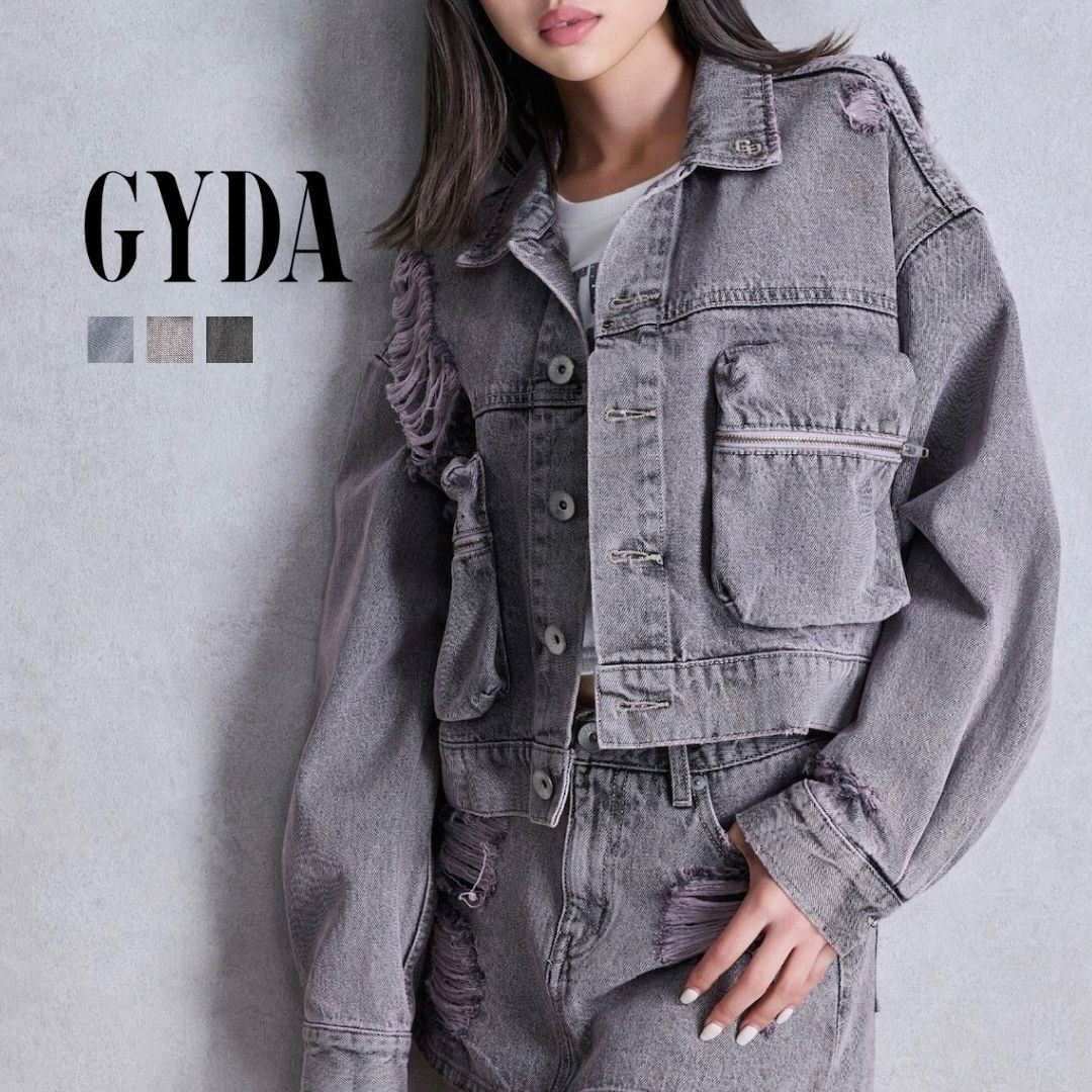GYDA（ジェイダ） ZIP POCKETダメージショートデニムGジャン