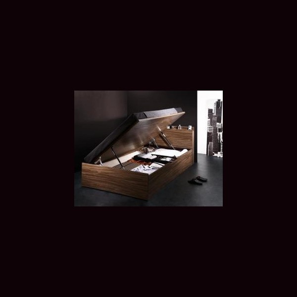 【中古品/USED】 組立設置付 シンプルデザイン大容量収納跳ね上げ式ベッド マルチラススーパースプリングマットレス付き 横開き セミシングル 深さラージ 【DG1072549450】(38310円)