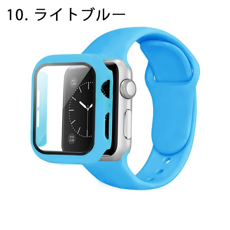 アップルウォッチ バンド 一体型 シリコン Apple Watch ベルト フレーム＋ガラスフィルム一体型ケース かわいい おしゃれ 交換 韓国｜megacart｜11