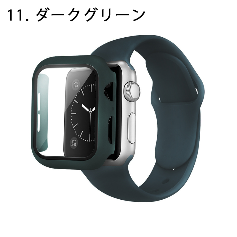 アップルウォッチ バンド 一体型 シリコン Apple Watch ベルト フレーム＋ガラスフィルム一体型ケース かわいい おしゃれ 交換 韓国｜megacart｜12