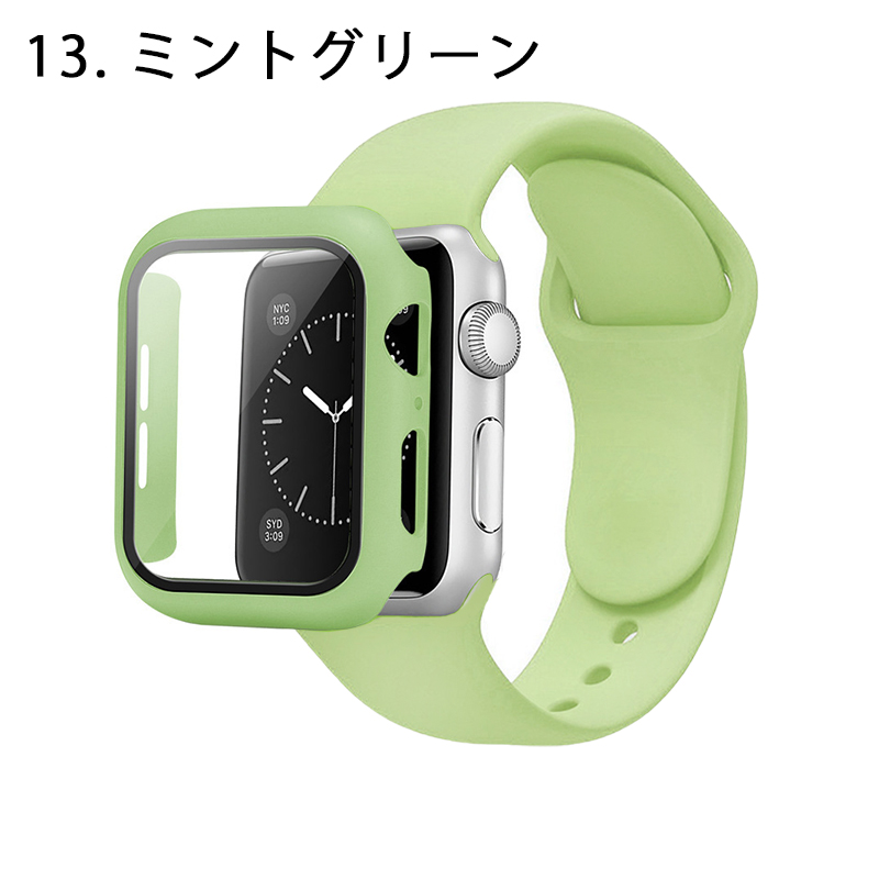 アップルウォッチ バンド 一体型 シリコン Apple Watch ベルト フレーム＋ガラスフィルム一体型ケース かわいい おしゃれ 交換 韓国｜megacart｜14