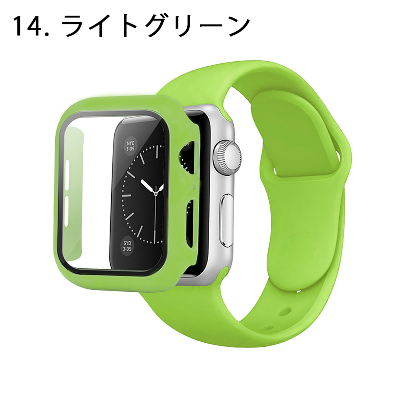 アップルウォッチ バンド 一体型 シリコン Apple Watch ベルト フレーム＋ガラスフィルム一体型ケース かわいい おしゃれ 交換 韓国｜megacart｜15