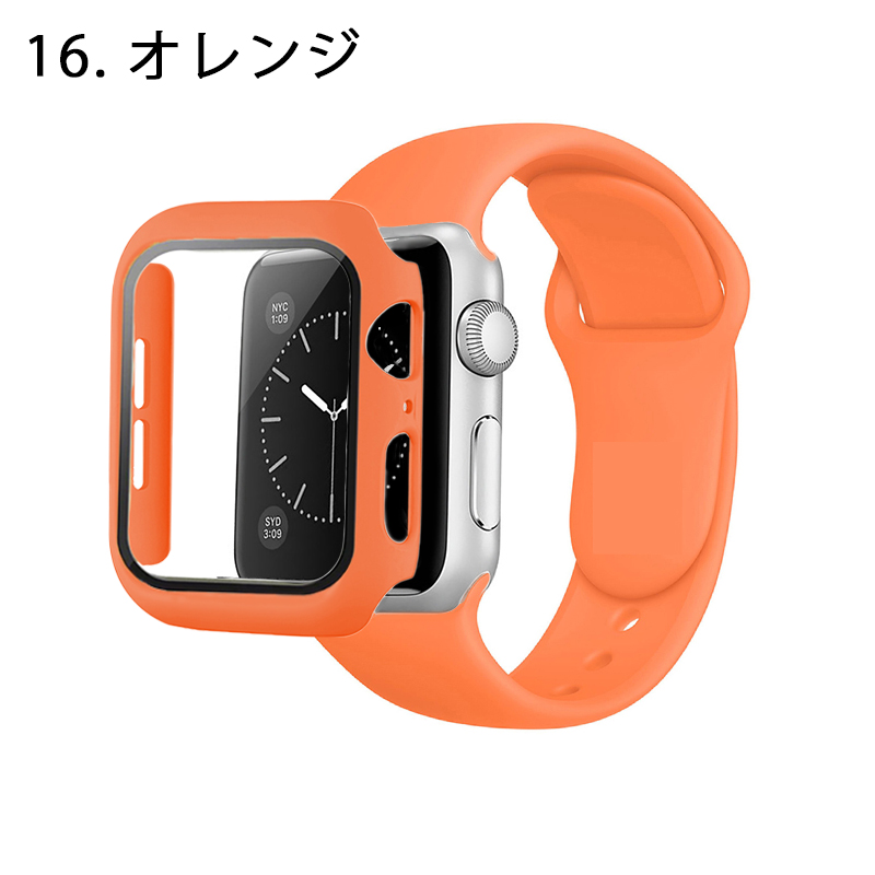 アップルウォッチ バンド 一体型 シリコン Apple Watch ベルト フレーム＋ガラスフィルム一体型ケース かわいい おしゃれ 交換 韓国｜megacart｜17