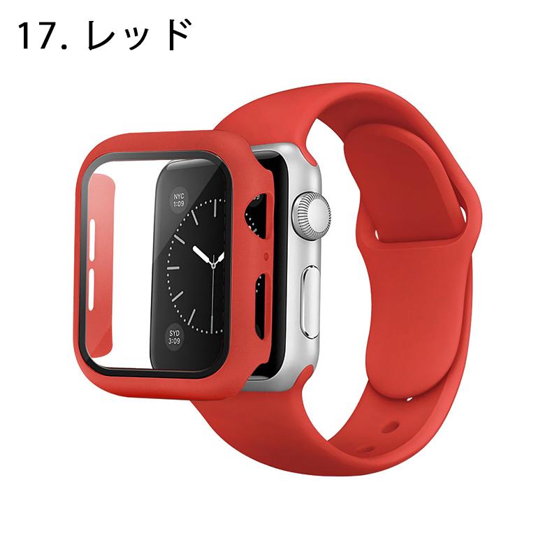 アップルウォッチ バンド 一体型 シリコン Apple Watch ベルト フレーム＋ガラスフィルム一体型ケース かわいい おしゃれ 交換 韓国｜megacart｜18