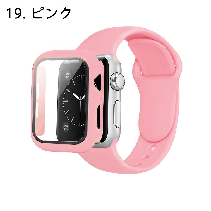アップルウォッチ バンド 一体型 シリコン Apple Watch ベルト フレーム＋ガラスフィルム一体型ケース かわいい おしゃれ 交換 韓国｜megacart｜20