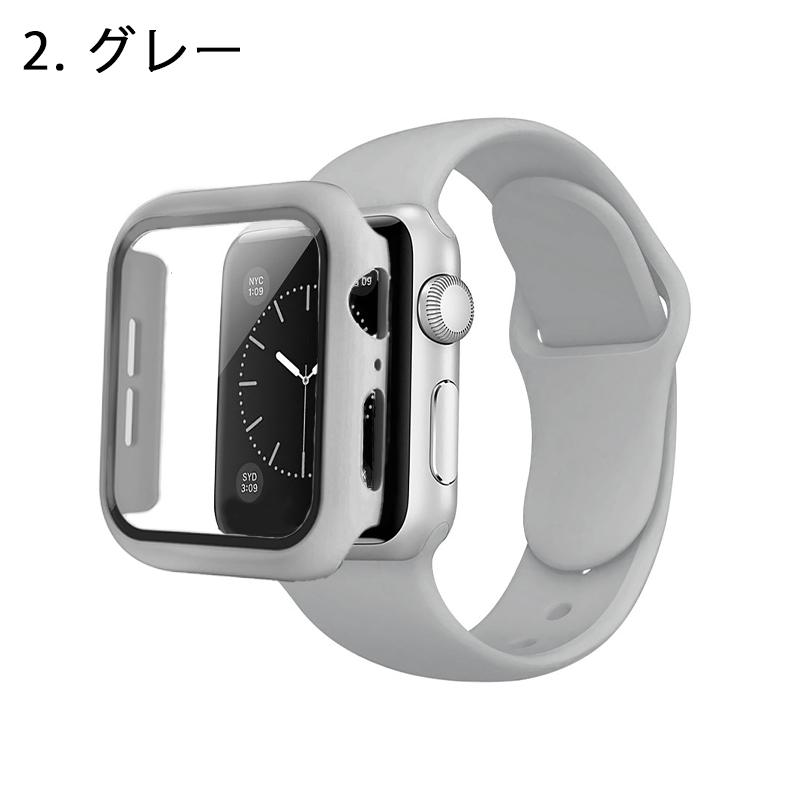 アップルウォッチ バンド 一体型 シリコン Apple Watch ベルト フレーム＋ガラスフィルム一体型ケース かわいい おしゃれ 交換 韓国｜megacart｜03
