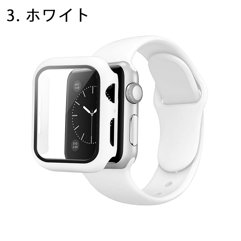 アップルウォッチ バンド 一体型 シリコン Apple Watch ベルト フレーム＋ガラスフィルム一体型ケース かわいい おしゃれ 交換 韓国｜megacart｜04
