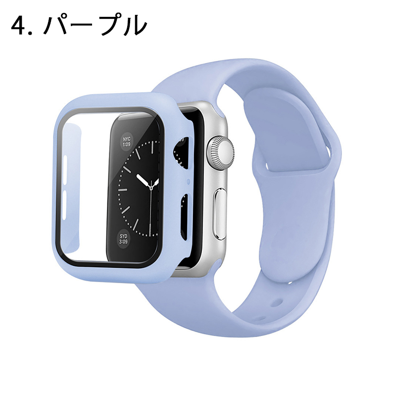 アップルウォッチ バンド 一体型 シリコン Apple Watch ベルト フレーム＋ガラスフィルム一体型ケース かわいい おしゃれ 交換 韓国｜megacart｜05