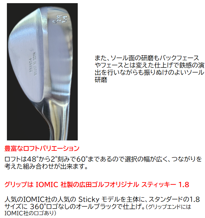広田ゴルフ 新溝 サテン 荒研磨 軟鉄鍛造 ハンドメイド フォージド