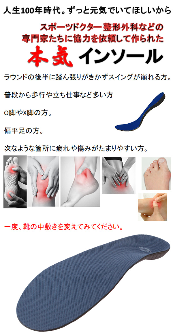 広田ゴルフ 本気 複合 インソール 中敷き 専門家たちを合わせて作った