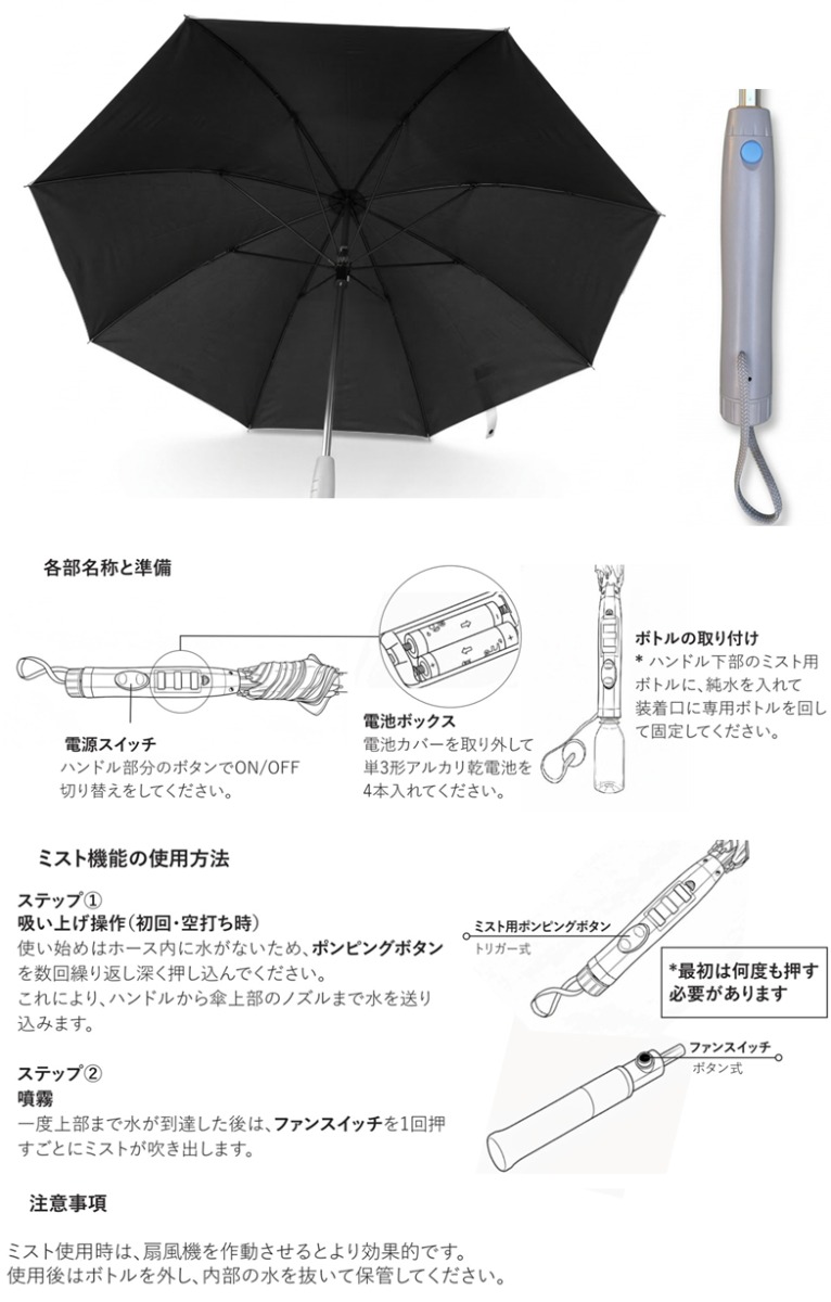 MEGA GOLF（メガゴルフ） ゴルフ 日傘 ファン付き ミスト MEGA