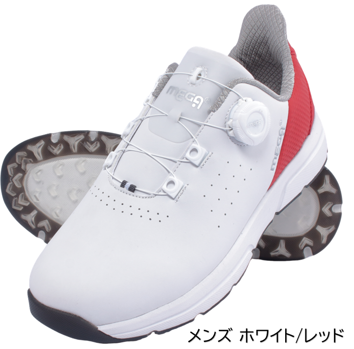 レディース メンズ ラクスルフィット システム搭載 幅広 4E ダイヤル式 メガゴルフ フリーロック スパイクレス ゴルフシューズ MEGA GOLF JAPAN MG-2501_8