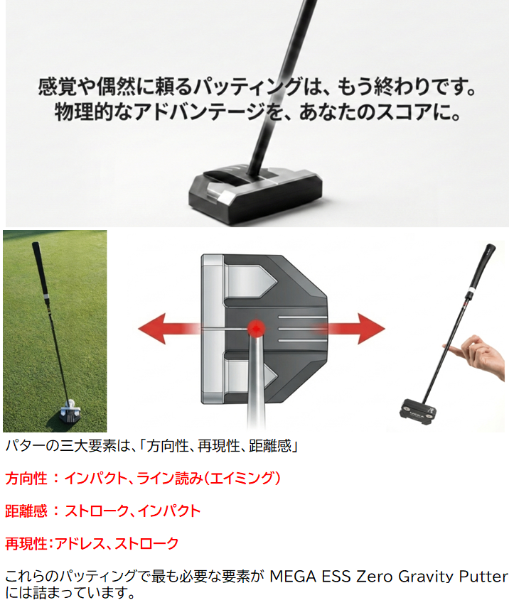 MEGA GOLF（メガゴルフ） MEGA JAPAN S317 ゼログラビティ パター 自立