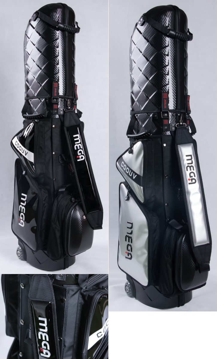 極美品 MEGA GOLF キャスター付 ハードケース キャディバッグ ブラック MEGA GOLF（メガゴルフ） ゴルフバック ハードケース キャディバッグ