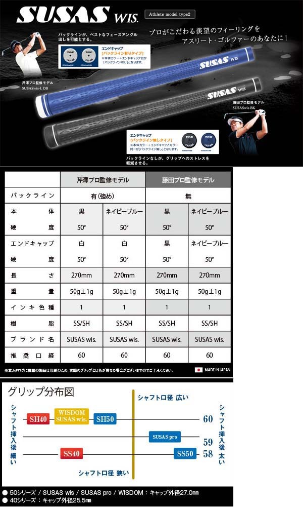 SUSAS WIS Golf Grip】 藤田プロモデル スーサス ウィズ ゴルフ