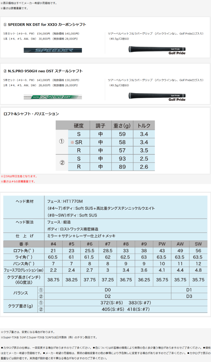 XXIO 5本 6本 7本 8本 9本セット ダンロップ ゼクシオ 14+ アイアン