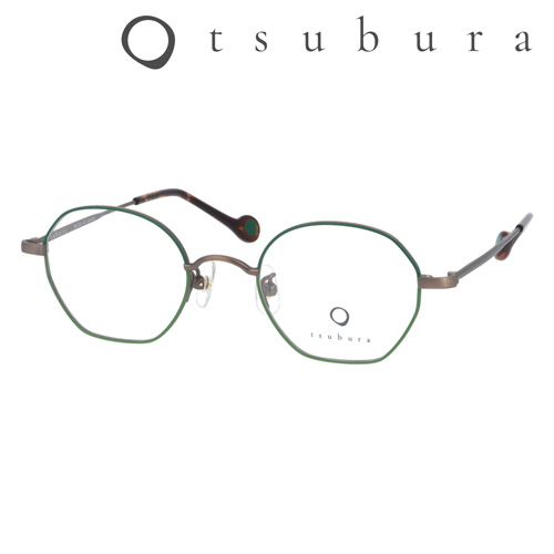 tsubura つぶら メガネ T 12 Poly Boston Cha Midori/Kin Ao/Kuro iro 46mm 多角形 チタン 日本製 3color :t12 46mm:メガネのハヤミ ヤフー店