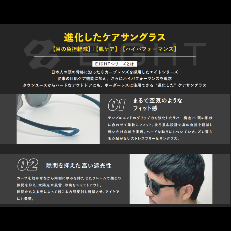 【未使用・正規品】ソライズ 優しい印象与えるボストンモデル EIGHT HAKU 偏光レンズ ソライズ サングラス EIGHT HAKU 優しい印象与えるボストンモデル