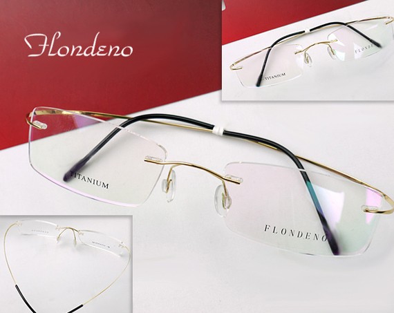 メガネ 度付 FLONDENO ゴールド flexible ふちなし ツーポイント