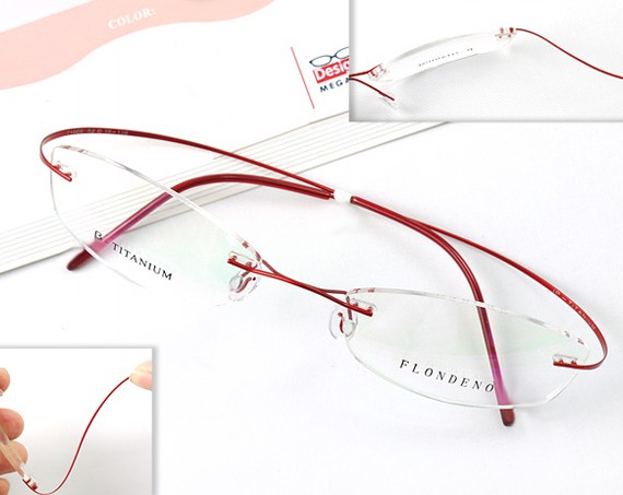 メガネ 度付 FLONDENO Red flexible ふちなし ツーポイント β