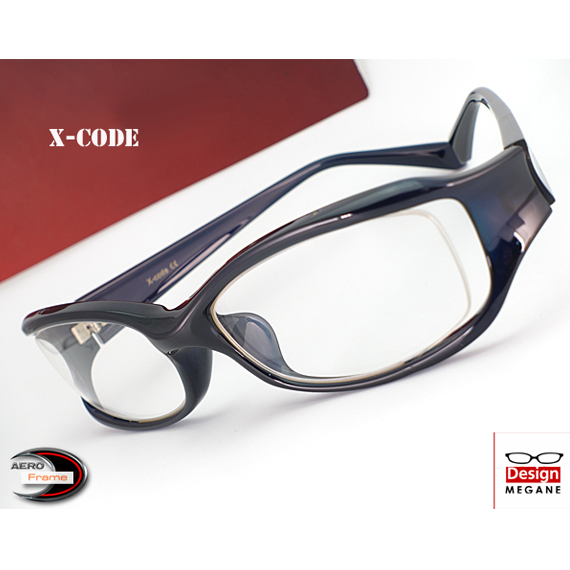 メガネ 度付 X-Code Eyewear エアロフレーム 紺色 超弾力性新素材 眼鏡＋ カラーレンズ 無料キャンペーン中 伊達メガネ 対応