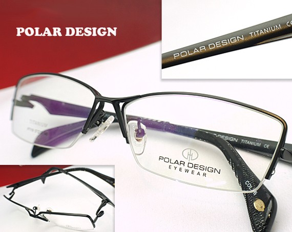 メガネ 度付 POLAR DESIGN Eyewear Black 純チタン素材 特殊バネ