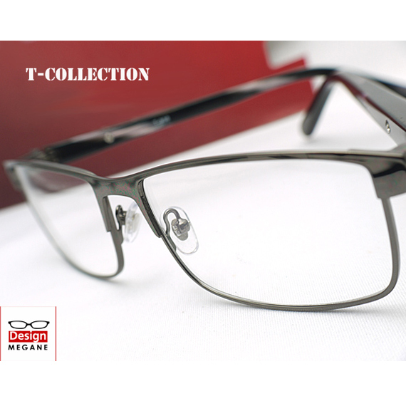 メガネ 度付 T-collection Eyewear Gunmetalic フルリム 快適バネ内蔵